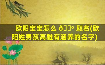 欧阳宝宝怎么 🐺 取名(欧阳姓男孩高雅有涵养的名字)